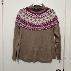 Tahari Tan and Pink Patterned Sweater